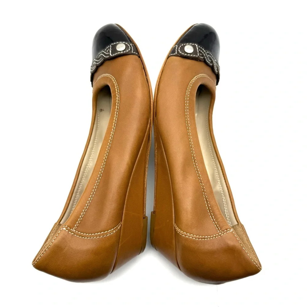 AGL Attilio Giusti Lemobruni Monika Cap Toe Wedge Brown Leather Braided EU 39